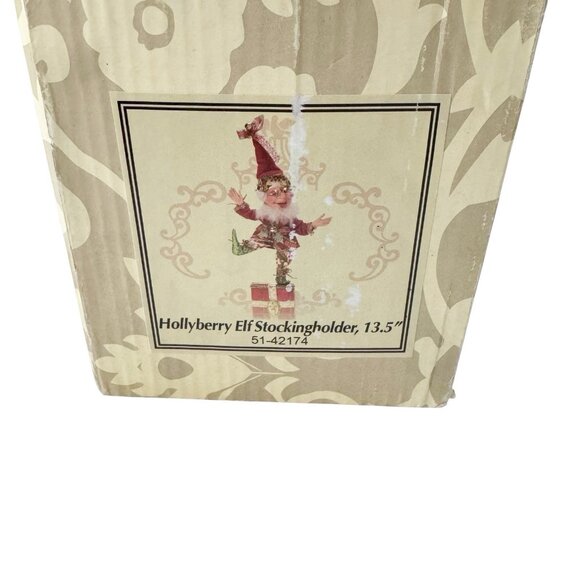 Mark Roberts Hollyberry Elf Stocking Holder 13.5” Christmas Elf #51–42174 Boxed - Picture 12 of 14